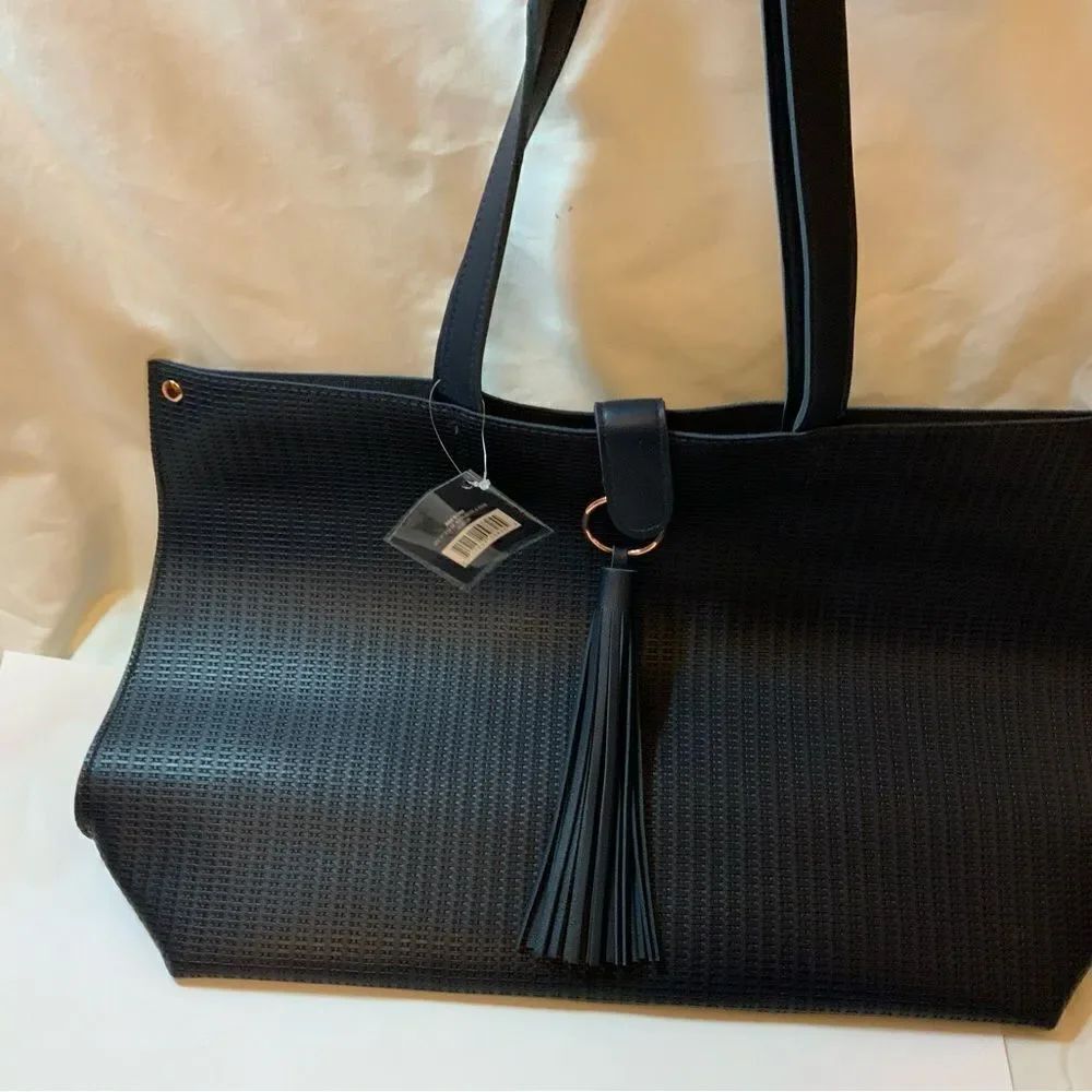 NEW Navy Blue ULTA Beauty Navy Large Tote Bag Snap Closure w/ Tassel